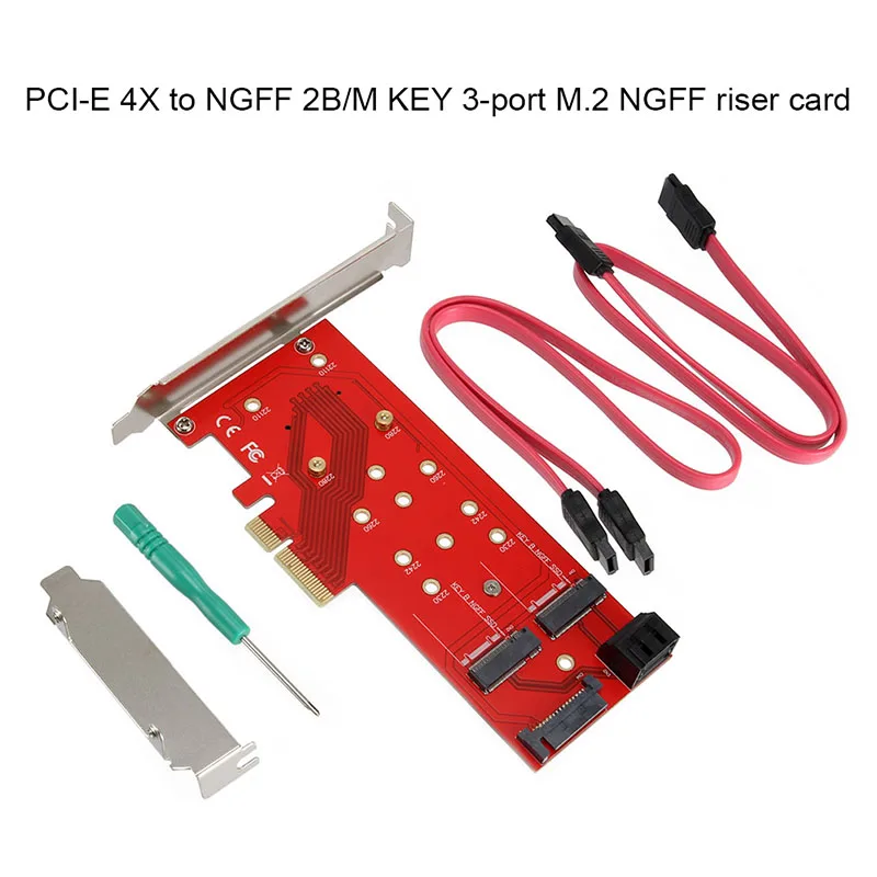 

New PCIE M.2 SSD Adapter M-Key/B-Key SATA7P Interface SATA15P Power Supply Support X4/X8/X16 Slot EM88