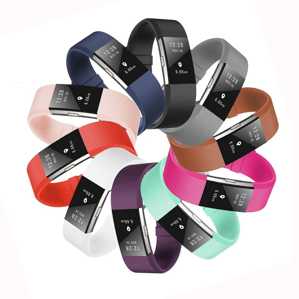 

(Charge2) 02 Silicone Replacement Watch Wrist Strap Band For Fitbit Charge 2 (No tracker including)