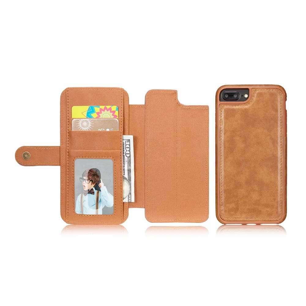 

Luxury Wallet Case For iPhone 8 8 Plus 7 7 Plus Case Flip wallet Leather Case Protective shell For iPhone X Cover 2 in 1 Case