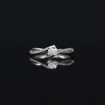 

LASAMERO 0.10 CT FG/SI Round Cut Modern Design Natural Diamond Ring For Women 18k White Gold Certified Engagement Wedding Ring