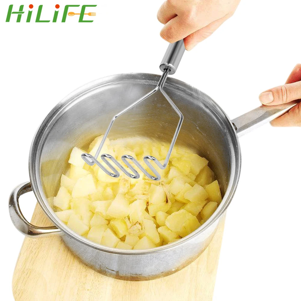 

HILIFE Kitchen Tool Stainless Steel 24cm Wave Shape Potato Masher Potato Crusher Durable