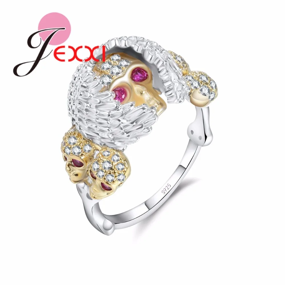 

Luxury Brand Fashion Skull Rings For Women Men 925 Sterling Silver SilverHalloween Rings Gold Color Party Rings Jewelry