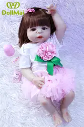 23 "Full силикона Reborn Baby Doll игрушки Реалистичные новорожденных длинношерстная принцессы ручной работы модные купаться игрушки детские