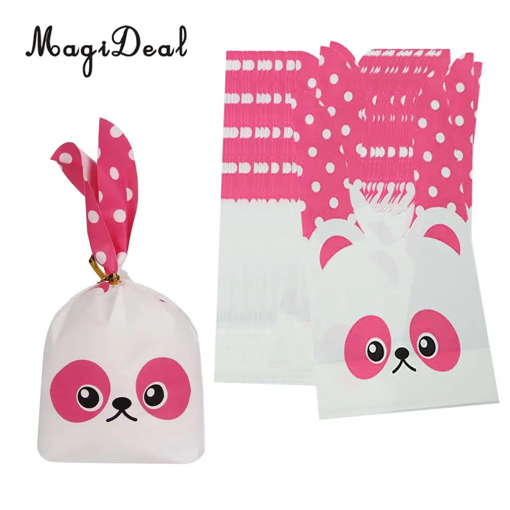 MagiDeal 50pcs/Lot Kawaii Rabbit Bunny Ear Bakery Cookie Treat Bags Biscuit Packaging Bag Self-adhesive Party Gift Bag