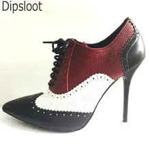 Новинка весны дамы перфорация резные залатала тонкие высокие каблуки Ботильоны женская обувь с острым носком Кружево Street bottines Обувь