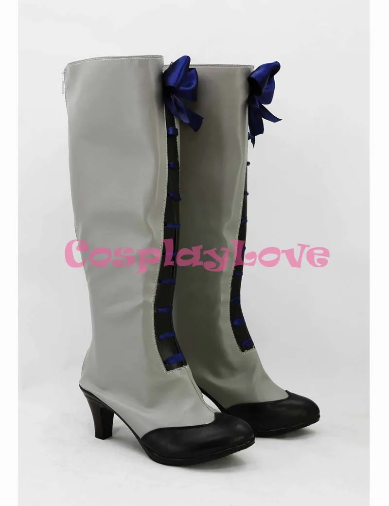 2215  Black Butler III Book of Circus Ciel Phantomhive Grey Cosplay Shoes (2)