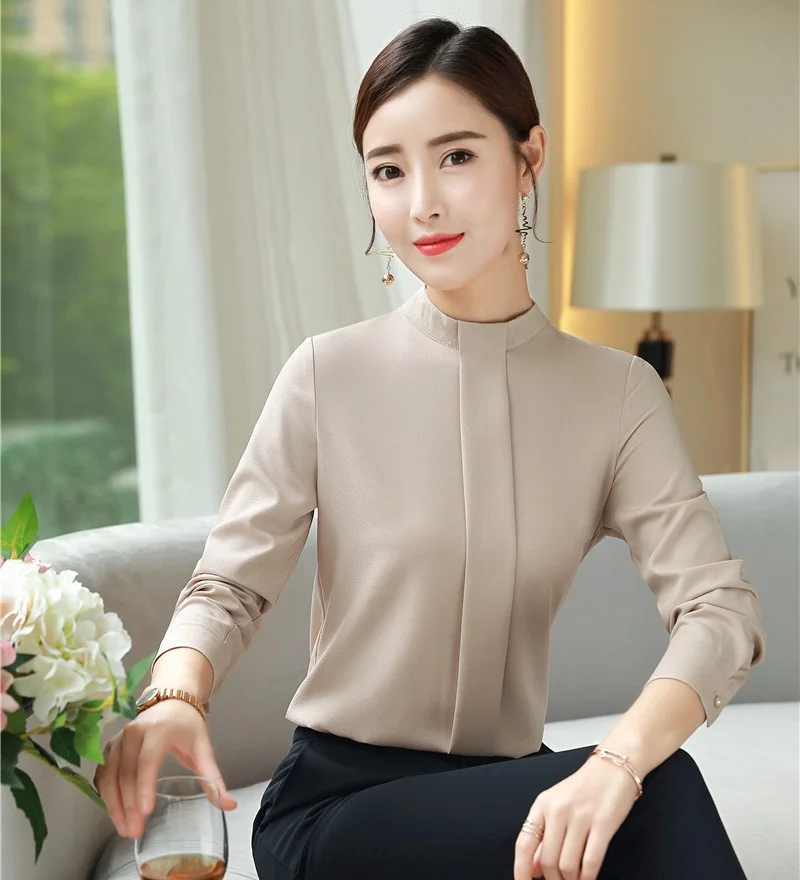 Aliexpress.com : Buy Fashion Women Blouses & Shirts Khaki Long Sleeve ...