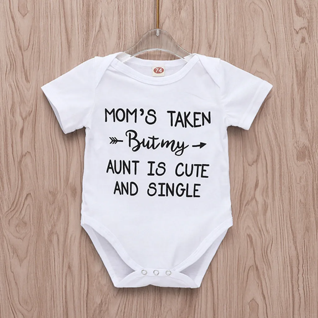 

Newborn Baby Boy Girl Solid Letter Print Short Sleeve O Neck Romper New Born Casual Outfits Baby Summer Clothes