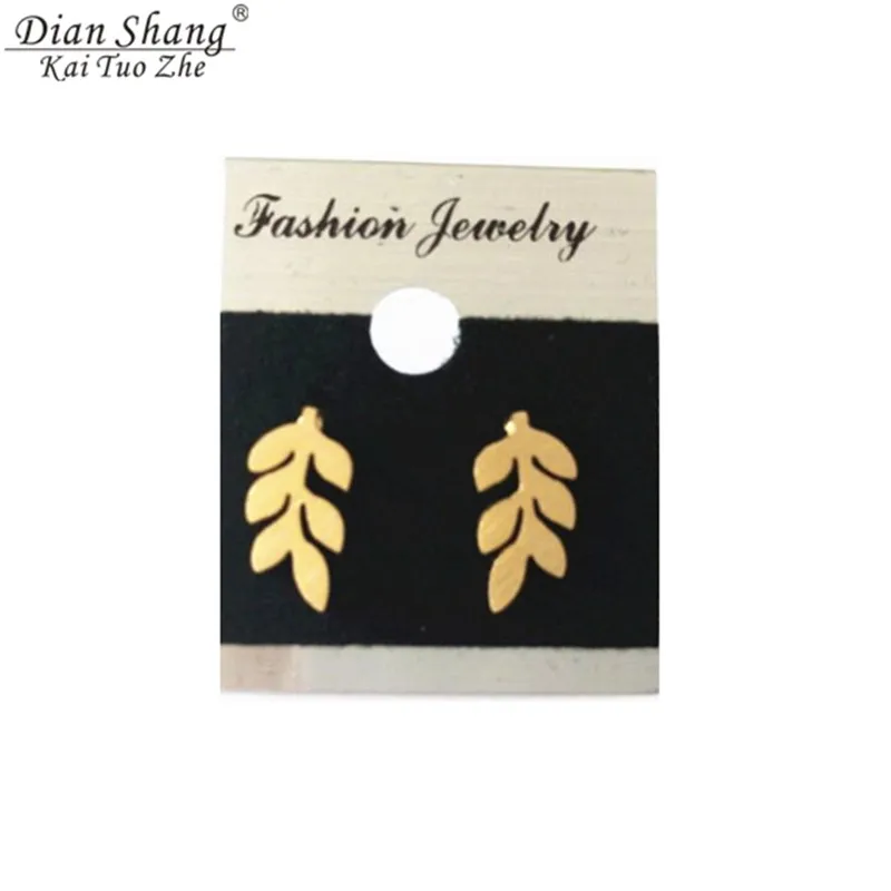 DIANSHANGKAITUOZHE Gold Silver Vintage Leaf Stud Earrings for Women Men Bijoux Stainless Steel Brincos De Festa Trendy Jewelry