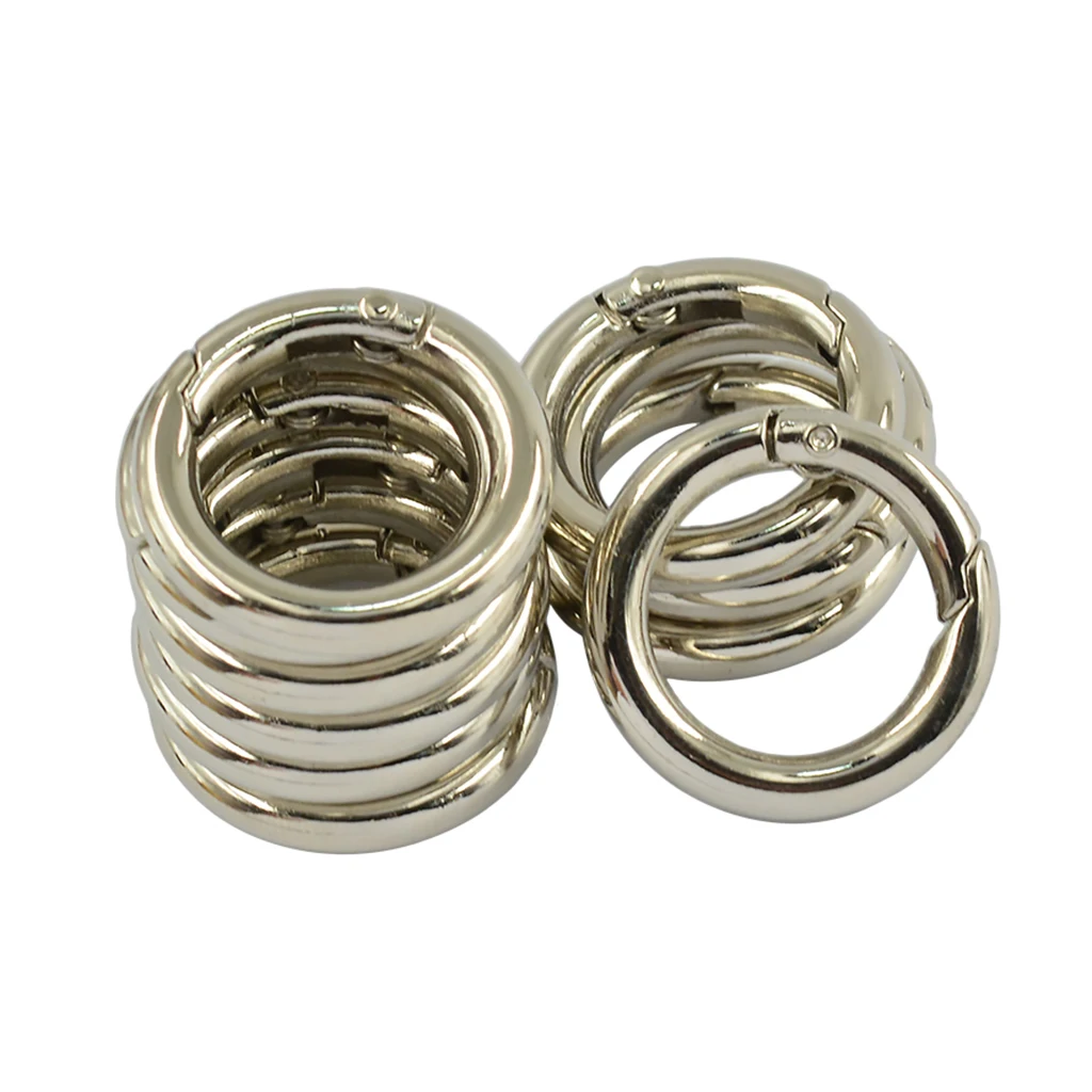10 Pieces Zinc Alloy Circle Spring Snap Hooks Clip Keychain Key ring for Climbing Backpack Buckle