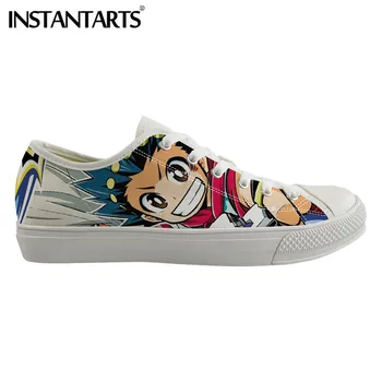 

INSTANTARTS Men Vulcanize Shoes Spring Comfortable Low top Canvas Shoes 3D Print Anime Beyblade Burst Evolution Boy Sneakers