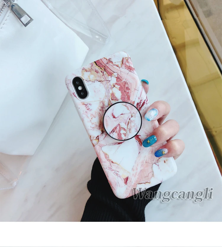 Мраморный ТПУ чехол для iphone 7 8 plus чехол для iphone X XS MAX скраб TPU чехол для iphone 6 6 plus защитный чехол и держатель для телефона