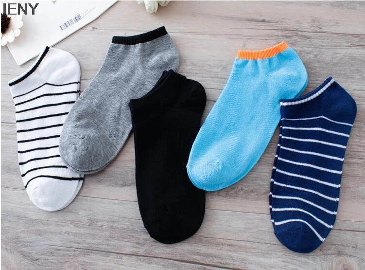 

IENY Solid color casual men's socks men's polyester cotton boat socks summer short tube socks