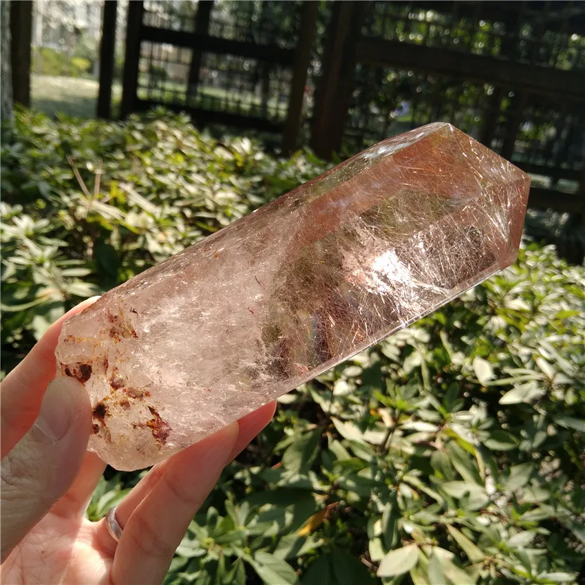

Golden Rutilated Quartz Wand Hair Healing Crystal Point