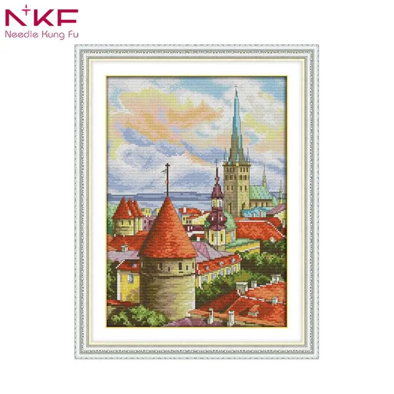 

NKF Church cross stitch kits DMC 14CT and 11CT Needlework Embroidery Cross-Stitch set DIY Handwork Fabric