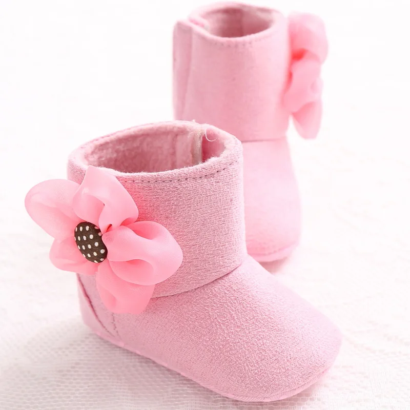 Winter Cute Leopard Lace Flower Baby Girl Shoes Cute Infant Snow