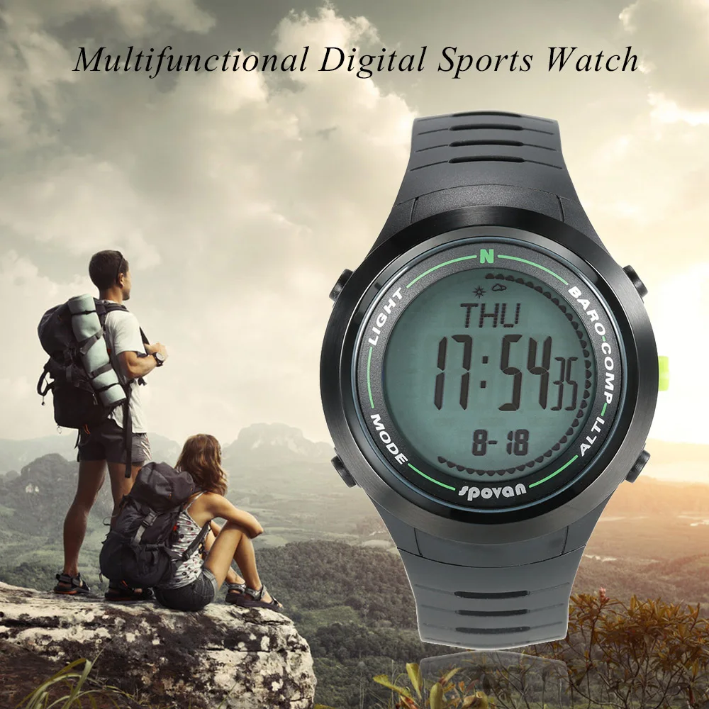 

SPOVAN 5ATM Digital Compass Altimeter Weather Forecast Pedometer Multifunctional Sports Watch Digital Barometer Thermometer