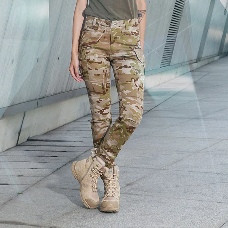 2017 new Women Camouflage Hunting Pants Tactical Airsoft Outdoor Shooting Trousers Elastic Cotton Multi Pockets Pants