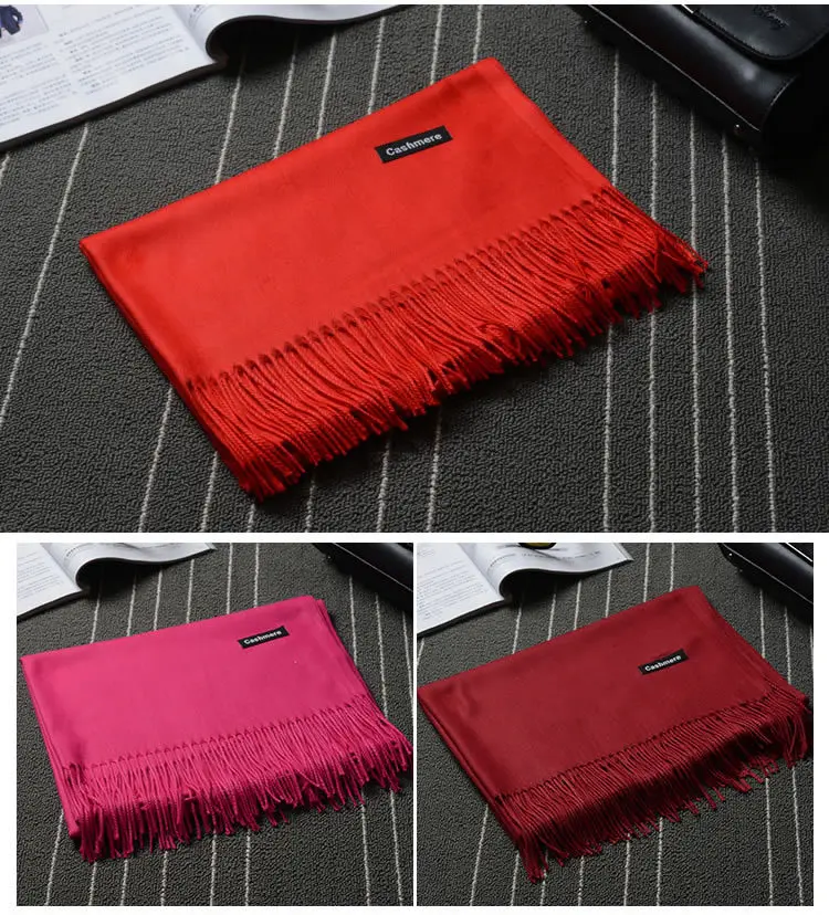 Wool Blend Tassels Warm Scarves-4