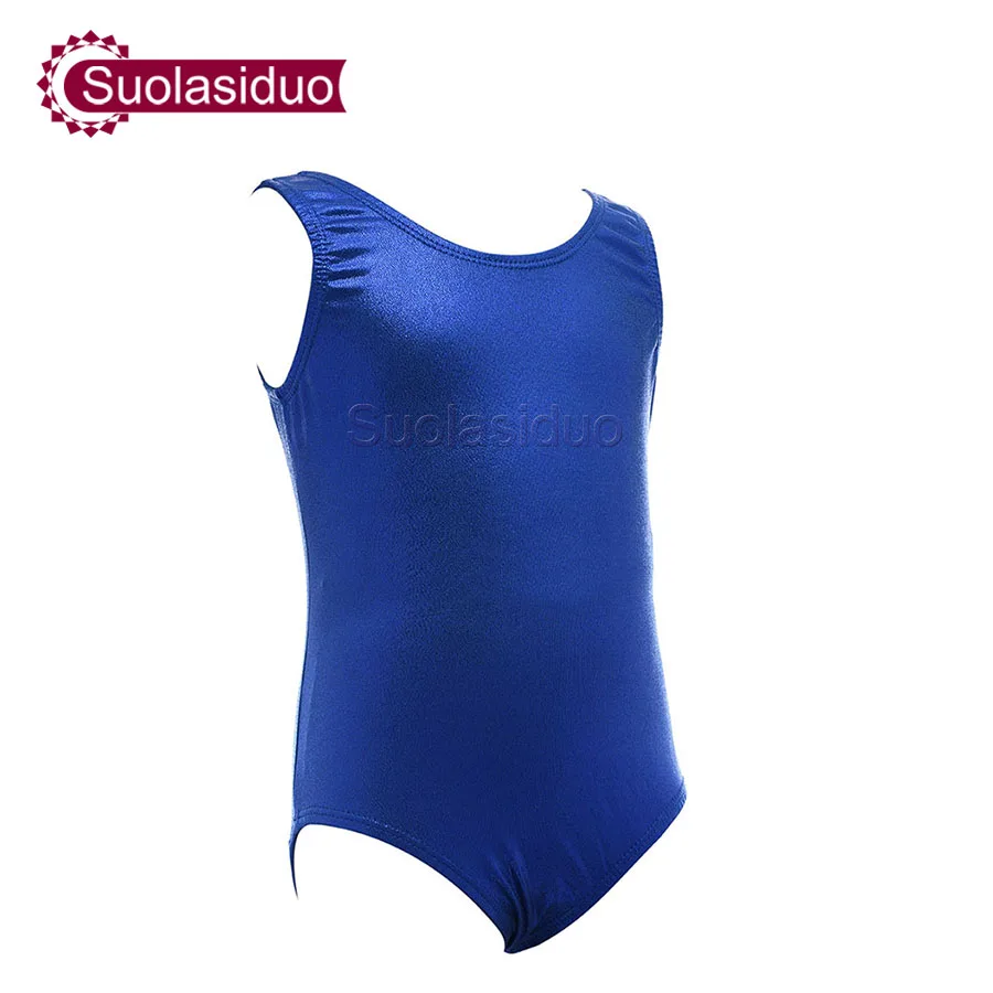 Kids Blue Leotards Lycra Spandex Sleeveless Girls Gymnastics Dancewear Toddler Baby Dance
