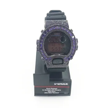 

Free Shipping DW6900 custom G shock bezel with purple lab diamond