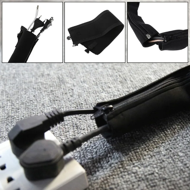 

4pcs IRRERS Cable Managnent Sleeve Wire Protection PET Nylon Cable Wire Cable Sleeve Braided Black