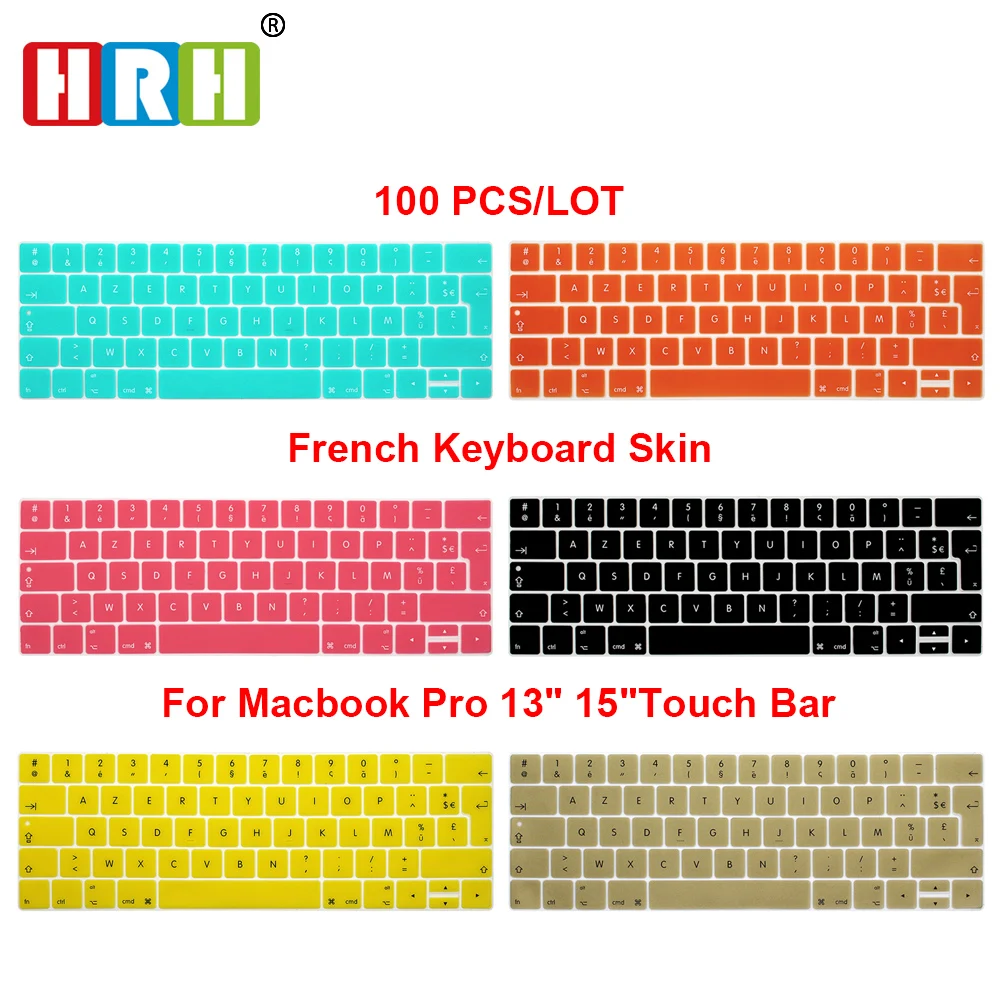 HRH UK French 100pcs/lot AZERTY Silicone Keyboard Cover Skin For