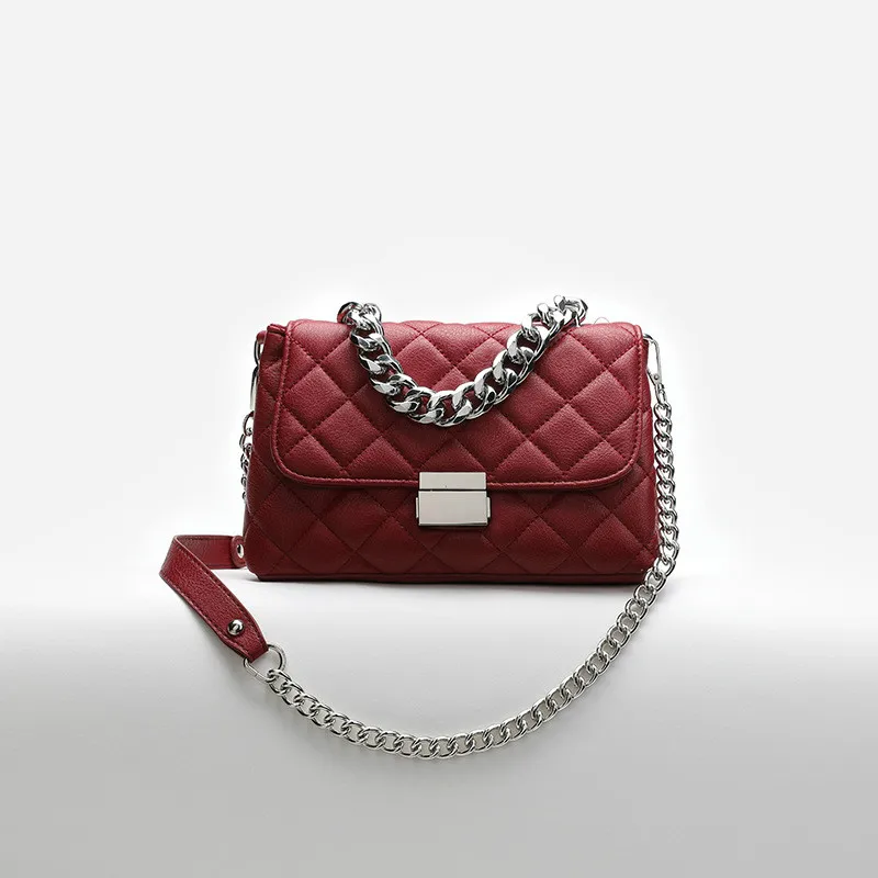 CASMOR, Брендовая женская сумка на плечо 39 S, известный дизайнер, кожаная женская модная сумка, вечерняя мини-сумка с цепочками, сумочка с ромбовидной решеткой - Цвет: Бургундия