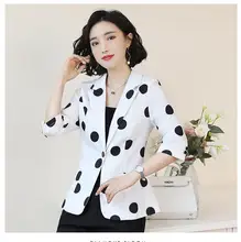 2019 New Style Women Blazers And Jackets Occupational Temperament Leisure V-neck Single Button Polka Dot Office Lady Plus Size