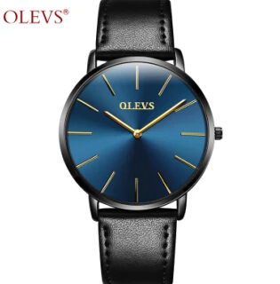 OLEVS модные парные кварцевые наручные часы Топ бренд ультра тонкие деловые часы пара кожаный ремешок водонепроницаемые часы 5868 - Цвет: 1 PCS MEN