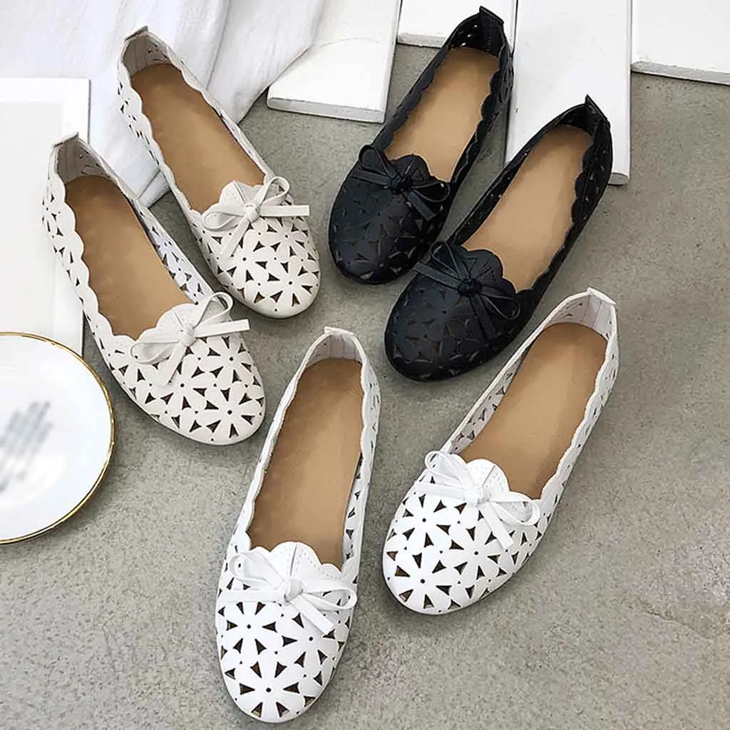 YOUYEDIAN Big size spring women flats shoes women leather flats ladies shoes female cutout slip on flat loafers Women Shoes#g40