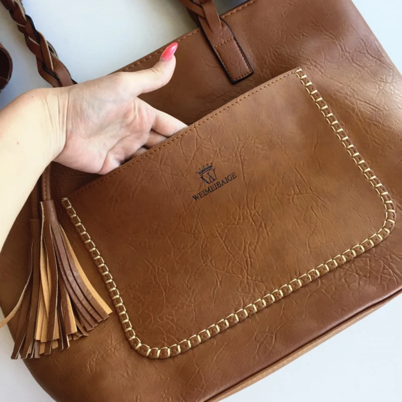 Tassel Leather Handbags Designer Women Shoulder Tote Bag Large Capacity Work Shopper Causal Purse blue Max Length 30-50cm Tassel Leather Handbags Designer Women Shoulder Tote Bag Large Capacity Work Shopper Causal Purse blue Max Length 30-50cm