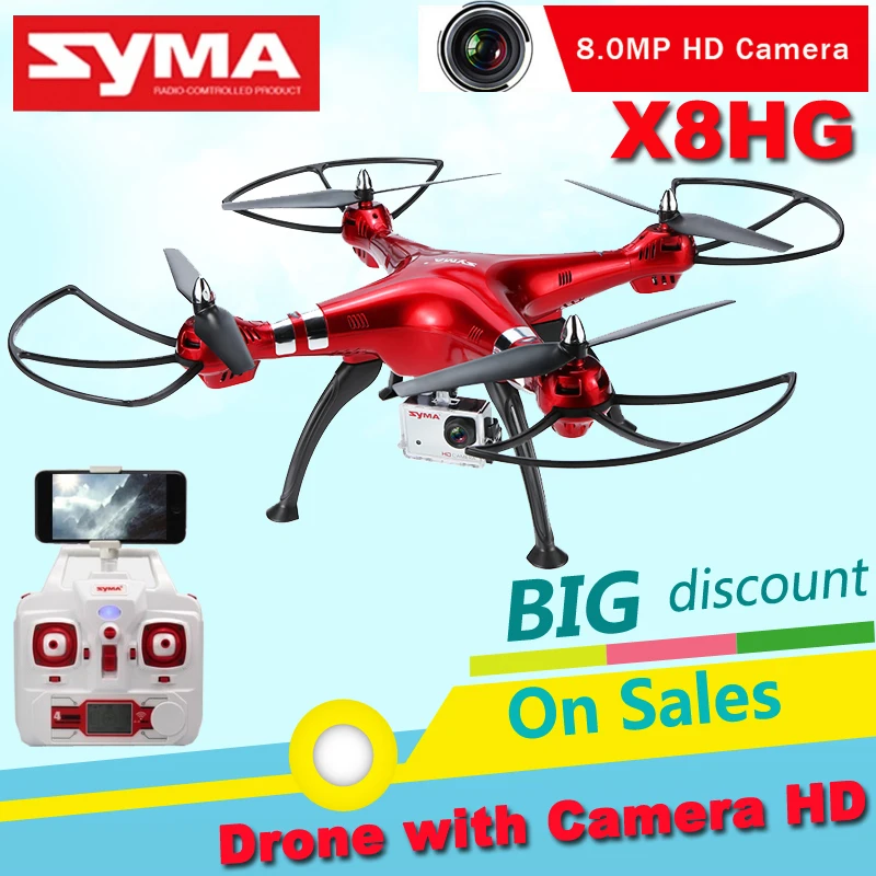 Buy Cheap SYMA X8HG Drone with Camera 8MP Headless Mode 6 Axis Gyro 2.4GHz 4CH Quadcopter 360 Degree Rollover Function One Key Return RTF