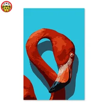Домашний Декор картина маслом по номерам домашний декор холст домашний Декор подарок Красный Синий Автоспуск фламинго