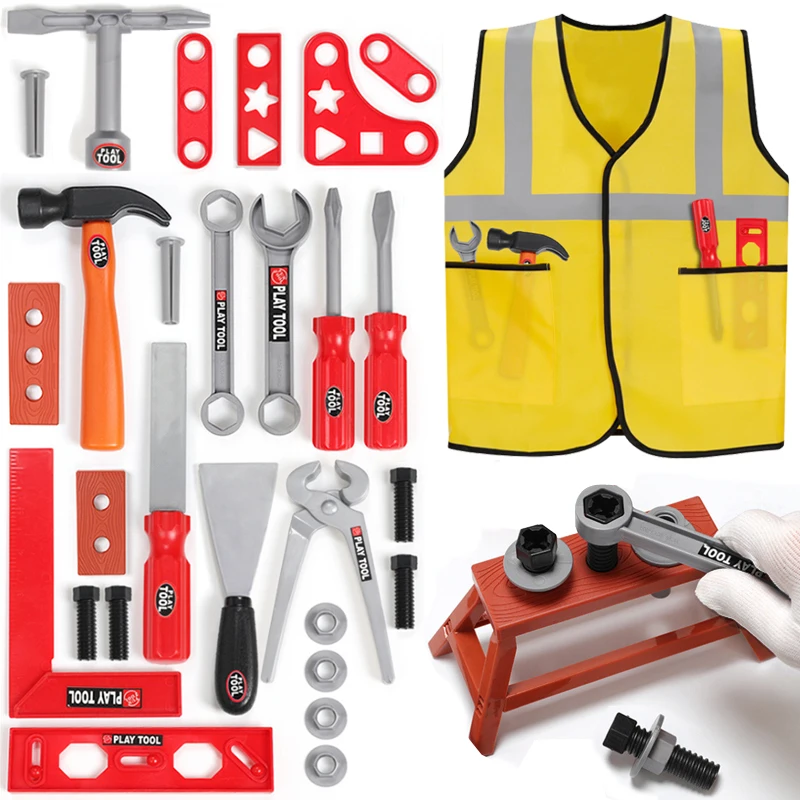 

Kids Tool Kit Educational Toys Simulation Repair Tool Toys Engineer Clothing For Children Plastic Game Puzzle Toys Gifts For Boy