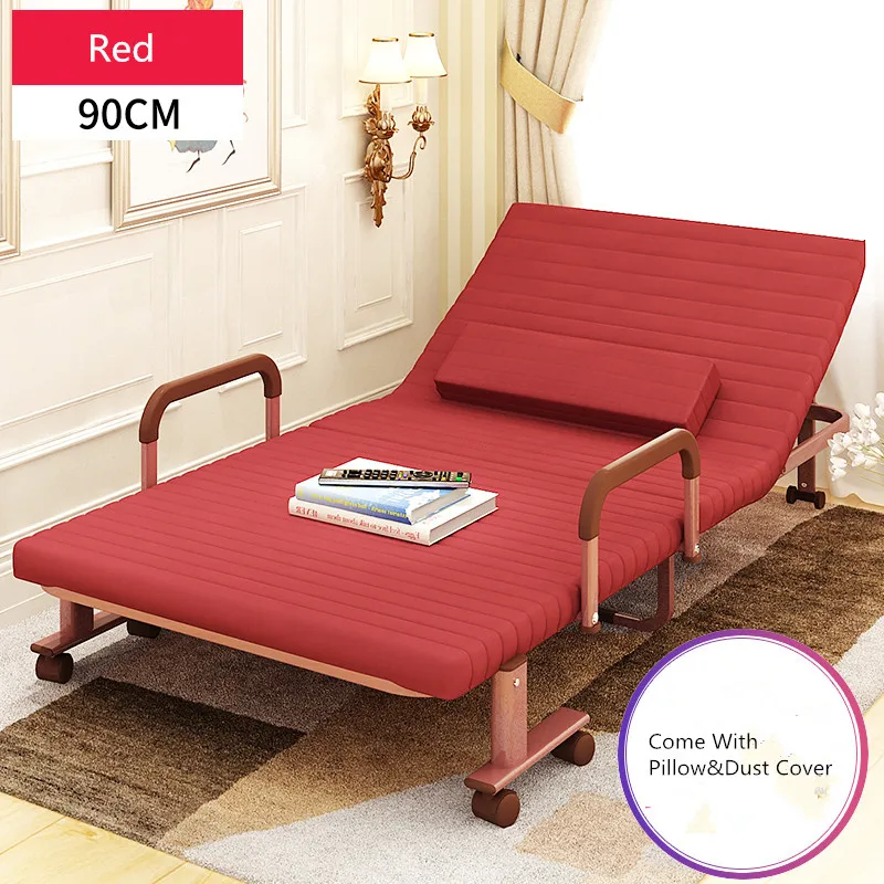 90cm Wide Metal Folding Bed with Mattress Bedroom Furniture Rollaway Guest Bed for Adults and Kids RollAway Guest Day/Night Bed