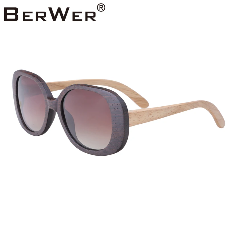

BerWer New Mens Vintage Wooden Sunglasses Womens Polarized UV400 Protect Coating Mirror Wood Sun Glasses