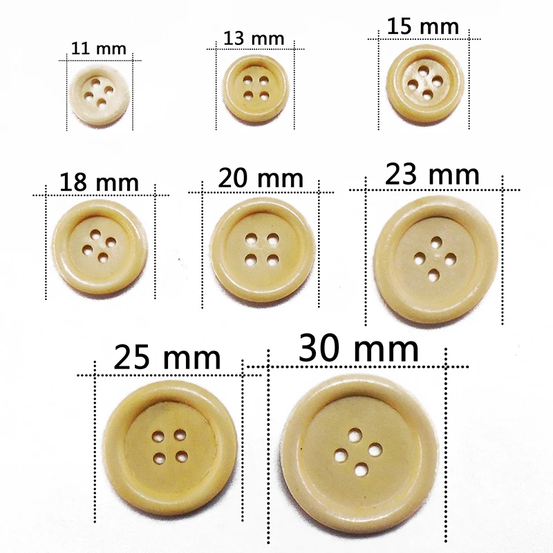 ZIEENE 10 шт-200 шт натуральный цвет круглый кант Деревянные Пуговицы DIY шитье скрапбукинг для одежды ручной работы 4 отверстия 11-30 мм