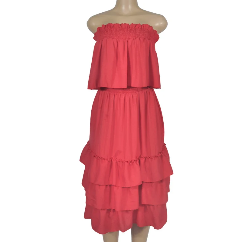 Forefair Slash Neck Summer Dress Beach Layered (3)