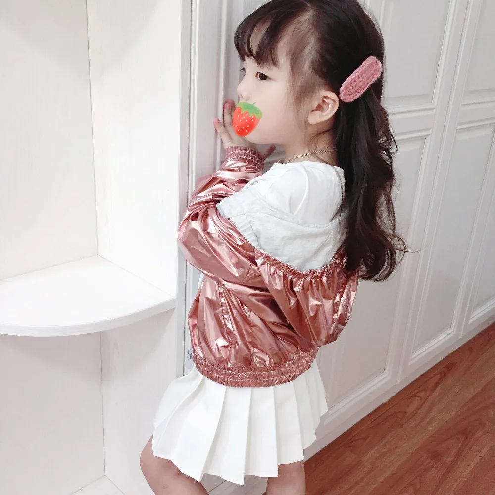 

Kids jacket solid pink color hooded outwear high quality fashion baby girls coat