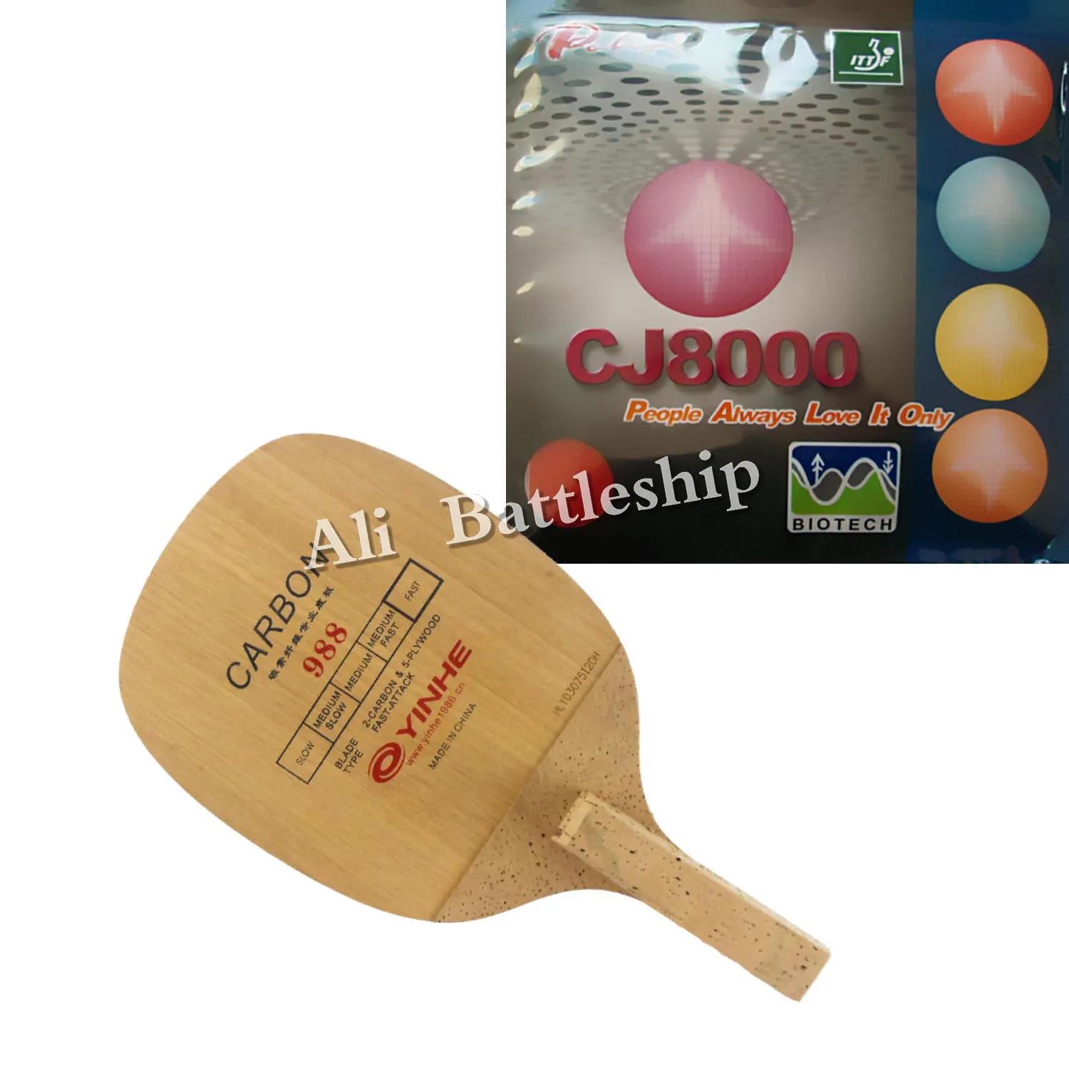 الأصلي برو تنس طاولة مضرب غالاكسي Yinhe 988 مع باليو CJ8000 BIOTECH 2-الجانب حلقة نوع H36-38 اليابانية Penhold JS