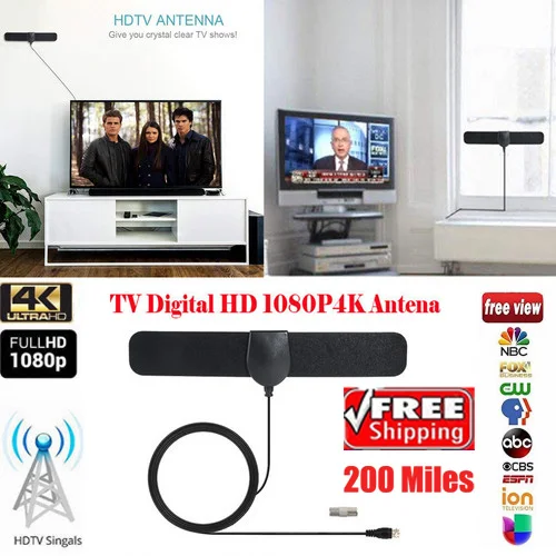 200 Миля Диапазон ТВ антенна цифровой HD Skywire 4 K Antena цифровой Внутренний, HDTV 1080 p ТВ приемники домашний аудио видеооборудование