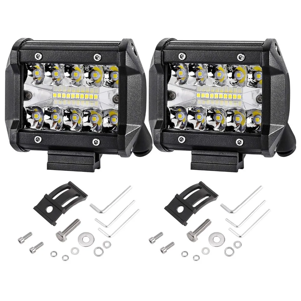 2pcs 140W Triple Row LED Light Bar 4inch Spot Flood Combo Beam LED Driving  Lights Off Road Lighting LED Work Lights for Truck