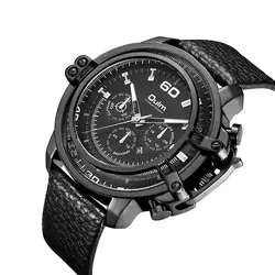 Из натуральной кожи Для мужчин часы Для мужчин s кварцевые наручные часы класса люкс известный бренд военные часы большой циферблат