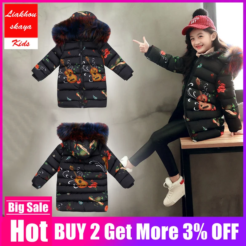 

2019 Fashion Children Jackets For Girls Teenage Russian Winter Coats Parkas For Girl Fur Hooded Outerwear Korean Kids Clothes