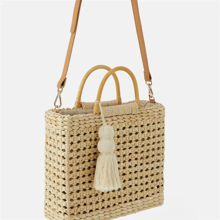 

2019 The New Wooden Lady Bags Empty Portable Messenger Summer Beach Fashion Straw Bag The Latest Hand-woven Bag