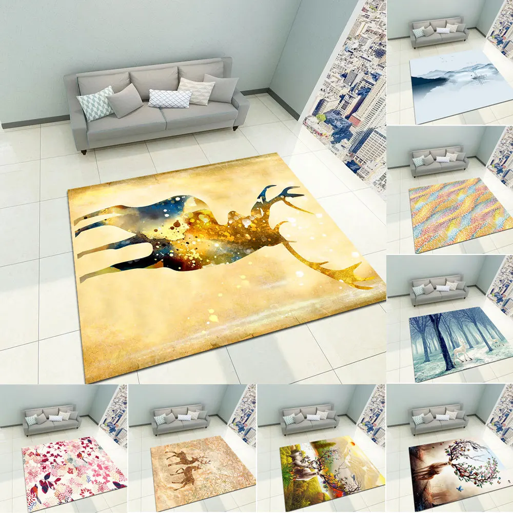 Детский ковер с лесным животным, скандинавский стиль, детские коврики для гостиной, детская комната, игровой коврик для ползания, психоделический цвет