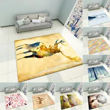 Детский ковер с лесным животным, скандинавский стиль, детские коврики для гостиной, детская комната, игровой коврик для ползания, психоделический цвет