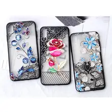 

DULCII Luxury Phone Case for iPhone XS MAX XR XS X 8 7 Plus Lace 3D Rhinestone Decor PC TPU Hybrid Cover for iPhone 7 8 Capa