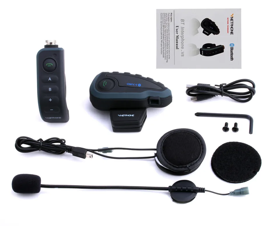 2 adet Vnetphone V8 Motosiklet Kask Interkom NFC Uzaktan Kumanda Bluetooth Interkom Kulakl k 5 Rider 1200 konu urken M Tam dubleks AliExpress